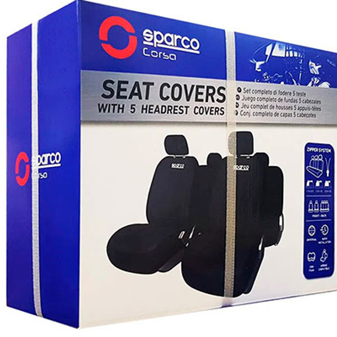 Set Fundas Universales Asiento Color Negro Sparco 1