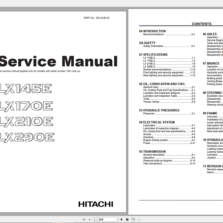 Manual de Servicio Cargador Hitachi LX145E,LX170E,LX210E,LX290E 1