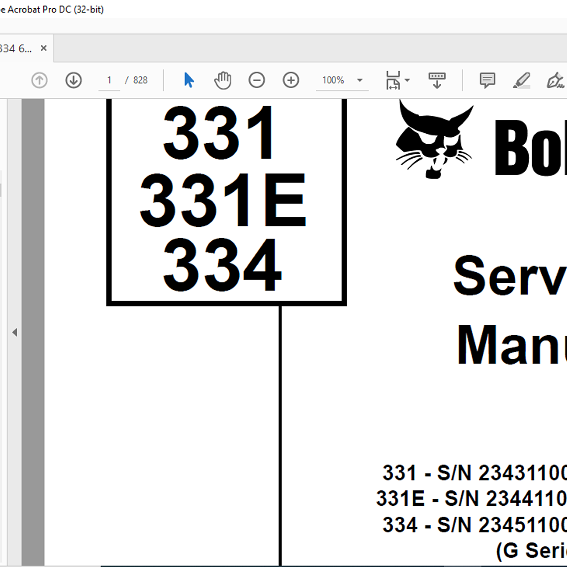 Manual de Servicio - Bobcat 331 331E 334 (Serie G) 1