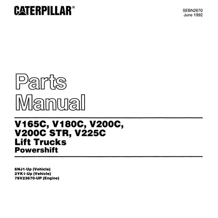 Manual de repuestos Caterpillar V165C V180C V200C V200C STR V225C 1