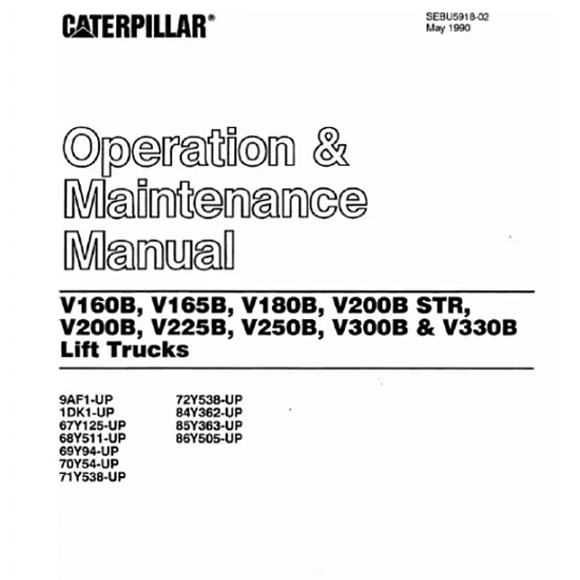 Manual de operación y mantenimiento Caterpillar V160B 1