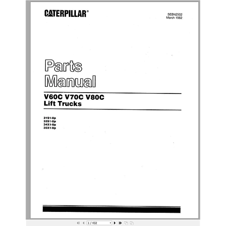 Manual de repuestos CATERPILLAR V60C V70C V80C 1