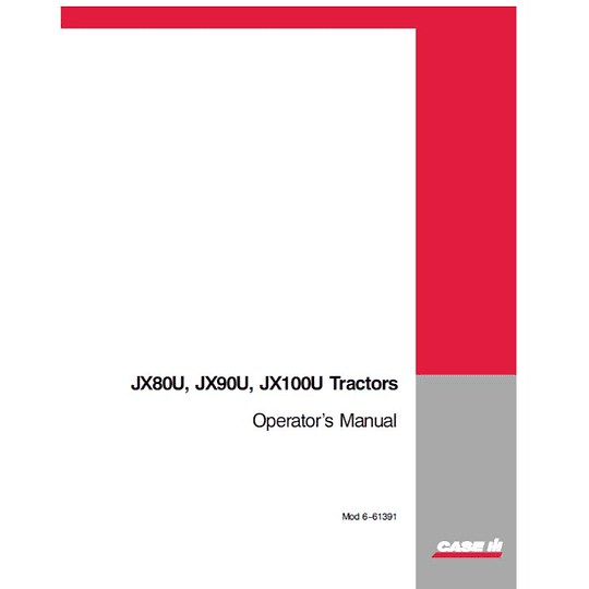 Manual del operador tractor Case IH JX80U JX90U JX100U