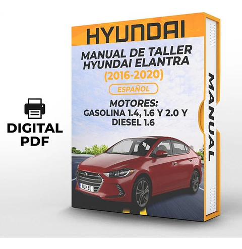 Manuale d'officina Hyundai Elantra (2016, 2017, 2018, 2019, 2020) 1.4, 1.6 E 2.0 GAS 1.6