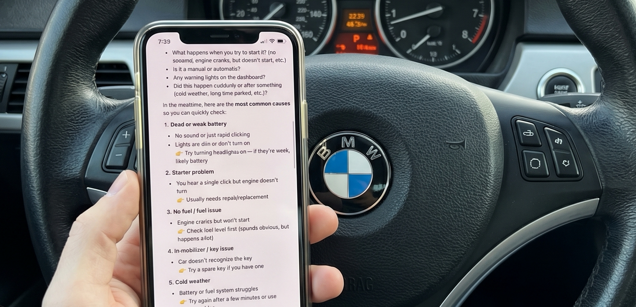 Cómo consultar a la IA sobre un problema con el coche