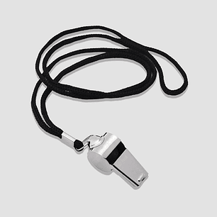 Silbato Metálico de Acero Inoxidable con Cordón – Resistente y No Corrosivo