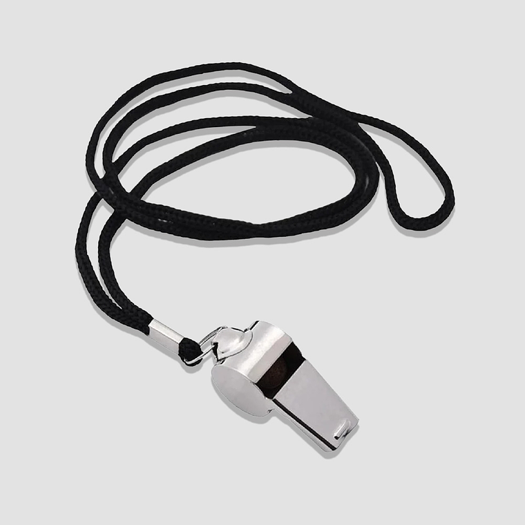 Silbato Metálico de Acero Inoxidable con Cordón – Resistente y No Corrosivo 1