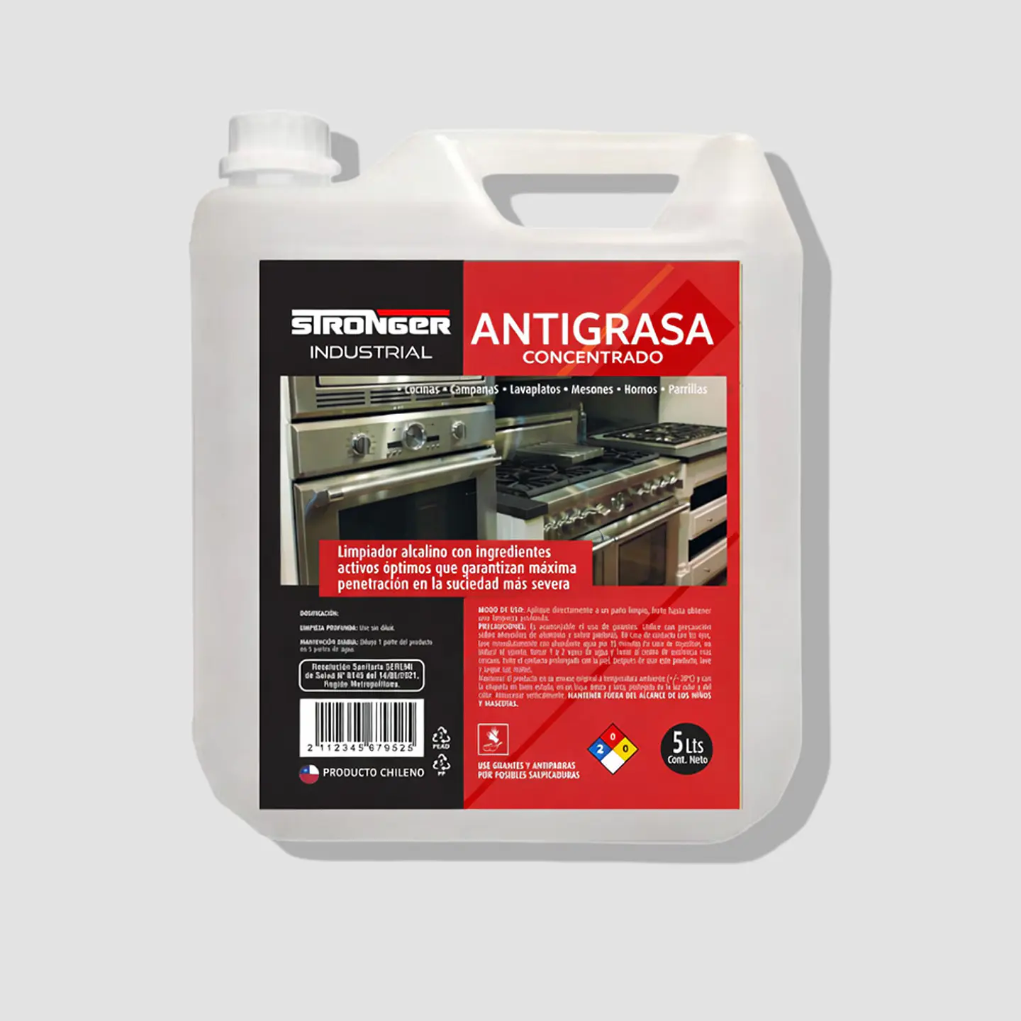 Desengrasante Alcalino Industrial 5 Litros – Cocina Industrial, Campanas, Hornos y Parrillas (Producto Chileno) 1