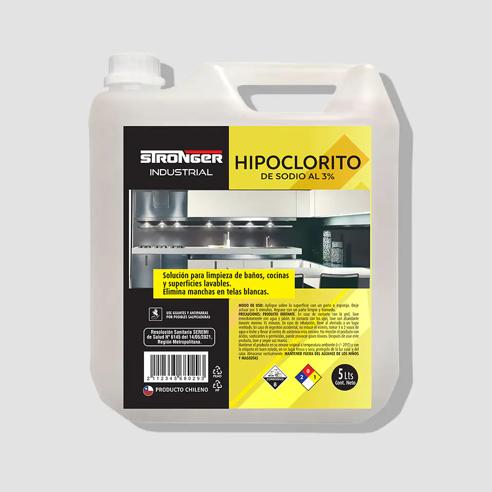 Hipoclorito de Sodio 3% 5 Litros – Sanitizante y Desinfectante para Limpieza Profesional 1