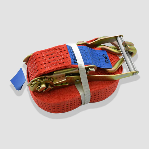 Eslinga de Amarre con Ratchet 9 m 2” – Carga de Trabajo 2.500 kg / Rotura 5.000 kg (Ganchos J)