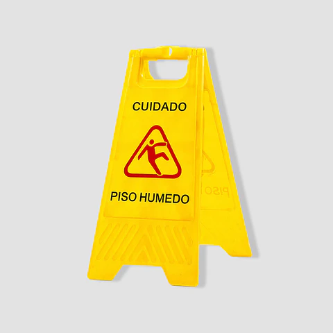 Triángulo Señal Piso Húmedo Plegable – Advertencia Seguridad (Aseo y Prevención de Caídas)