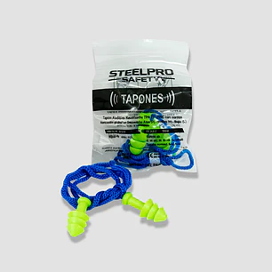 Tapón Auditivo SteelPro HA-SP-0071 Reutilizable con Cordón – PVC Siliconado Hipoalergénico NRR 21 dB (Bolsa Individual)