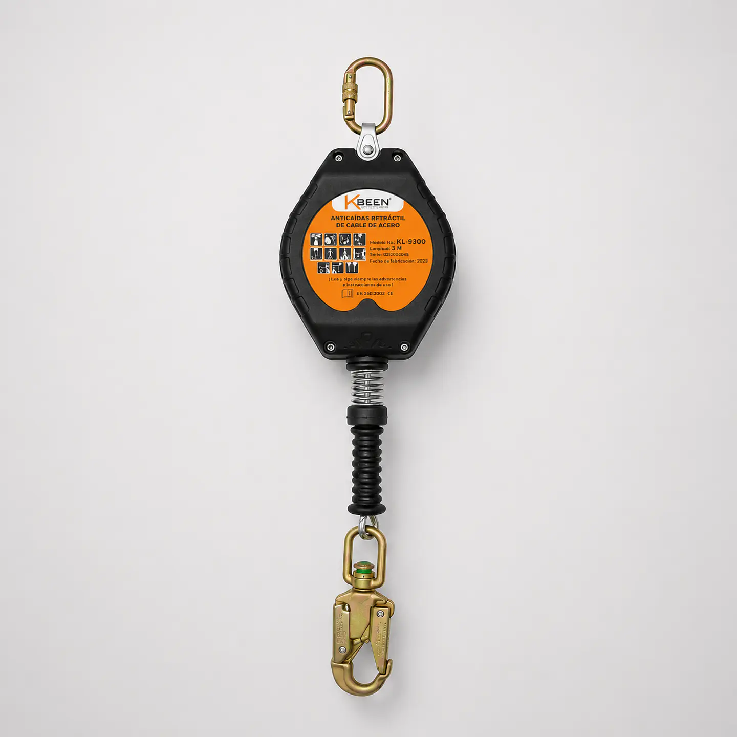 Línea de Vida Retráctil Vertical 3 m – Cable de Acero Galvanizado EN 360:2002 1