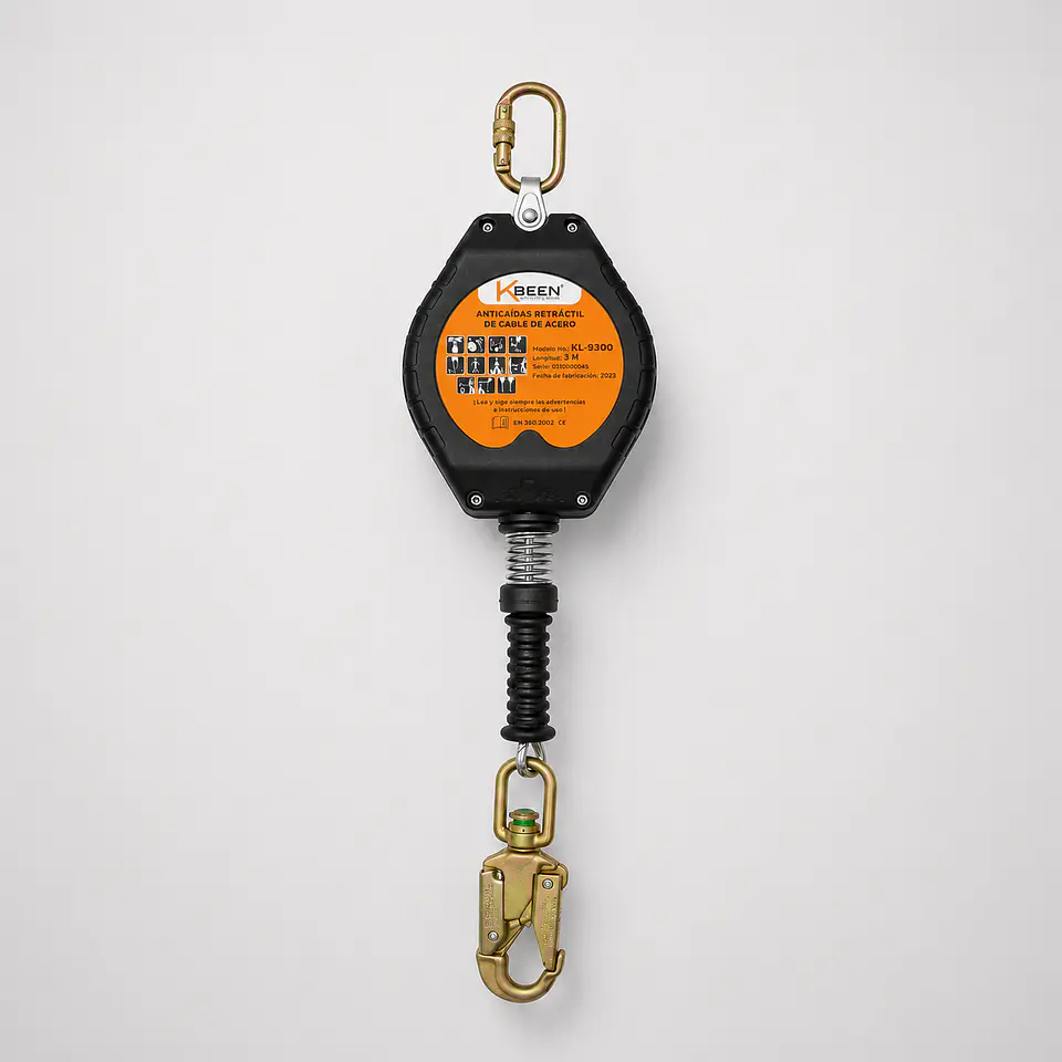 Línea de Vida Retráctil Vertical 3 m – Cable de Acero Galvanizado EN 360:2002 1