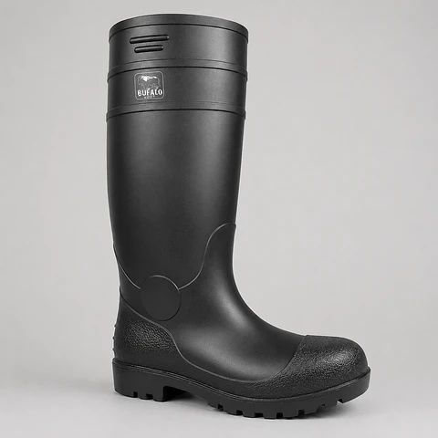 Bota de Seguridad Búfalo PVC Negra Antideslizante – con variantes de protección PVC Reforzado