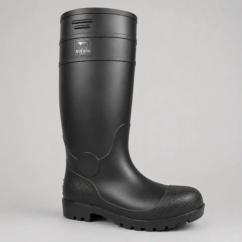 Bota de Seguridad Búfalo PVC Negra Antideslizante – con variantes de protección PVC Reforzado 1