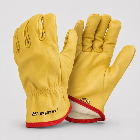 Guante Cuero Cabritilla Forrado Amarillo – Cuero Certificado para Trabajo Industrial