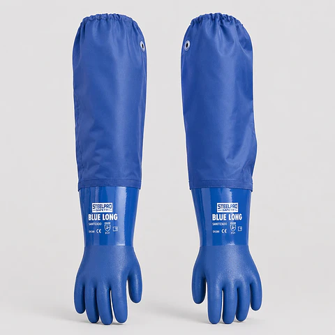 Guante Blue Long SteelPro Manga Larga 67 cm – Protección Industrial EN 388