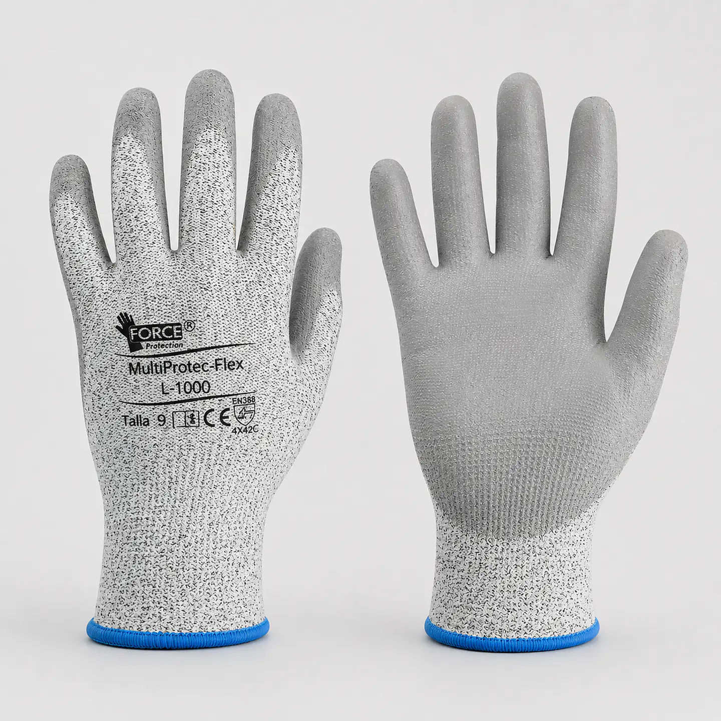 Guante Anticorte Multiprotec Flex Gris L-1000 con Recubrimiento en Palma 1