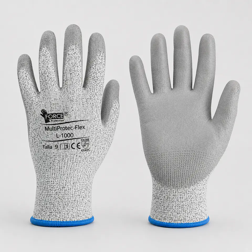 Guante Anticorte Multiprotec Flex Gris L-1000 con Recubrimiento en Palma 1