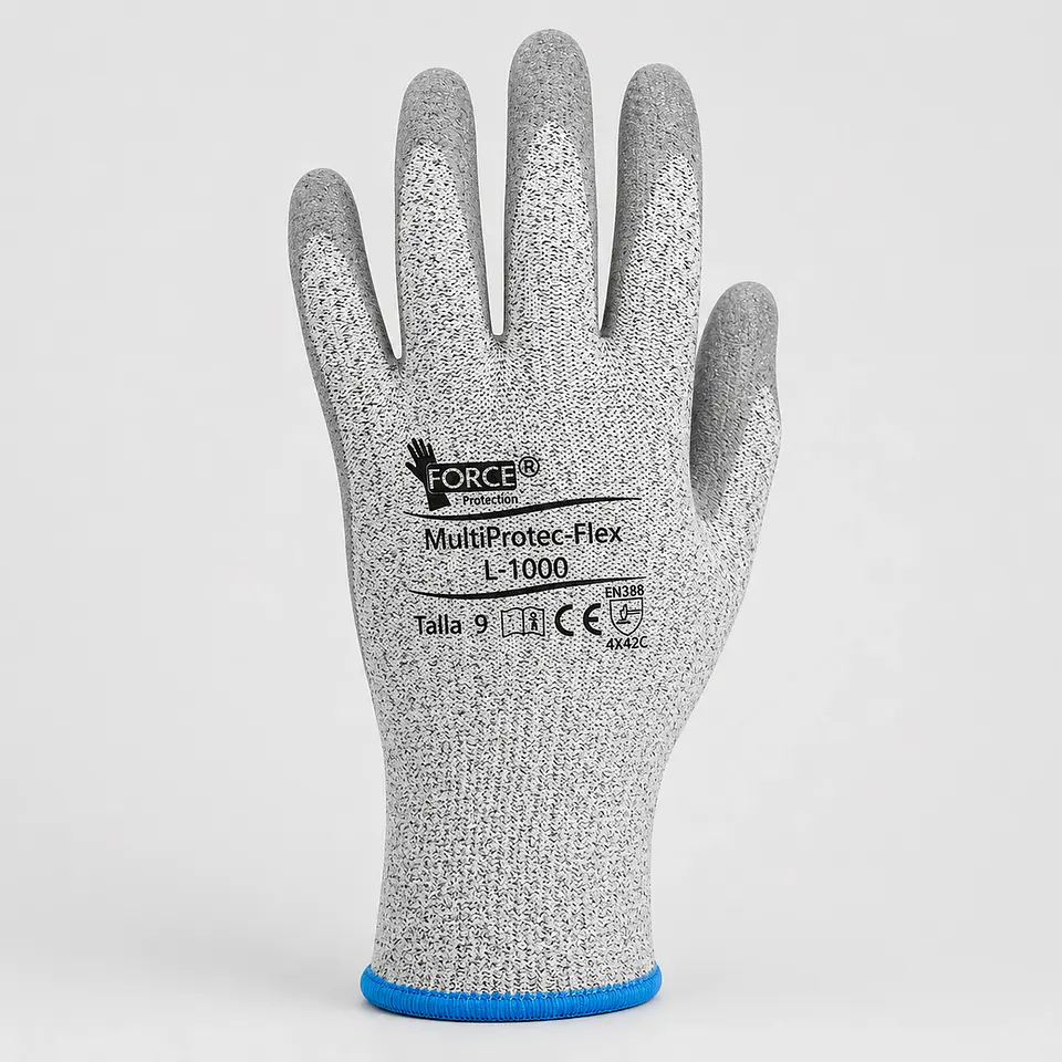 Guante Anticorte Multiprotec Flex Gris L-1000 con Recubrimiento en Palma 3