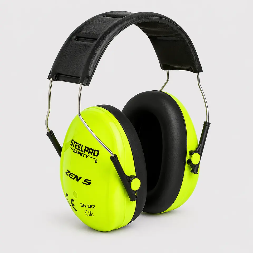 Fono Steelpro Zen 5 con Cintillo SNR 24 dB – Orejeras de Protección Auditiva (Registro ISP) - Flúor 1