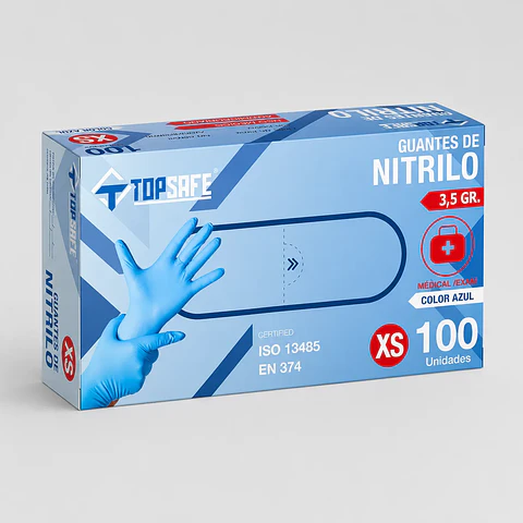 Guante de Nitrilo Celeste 3,5 g Caja 100 Unidades – Protección Desechable