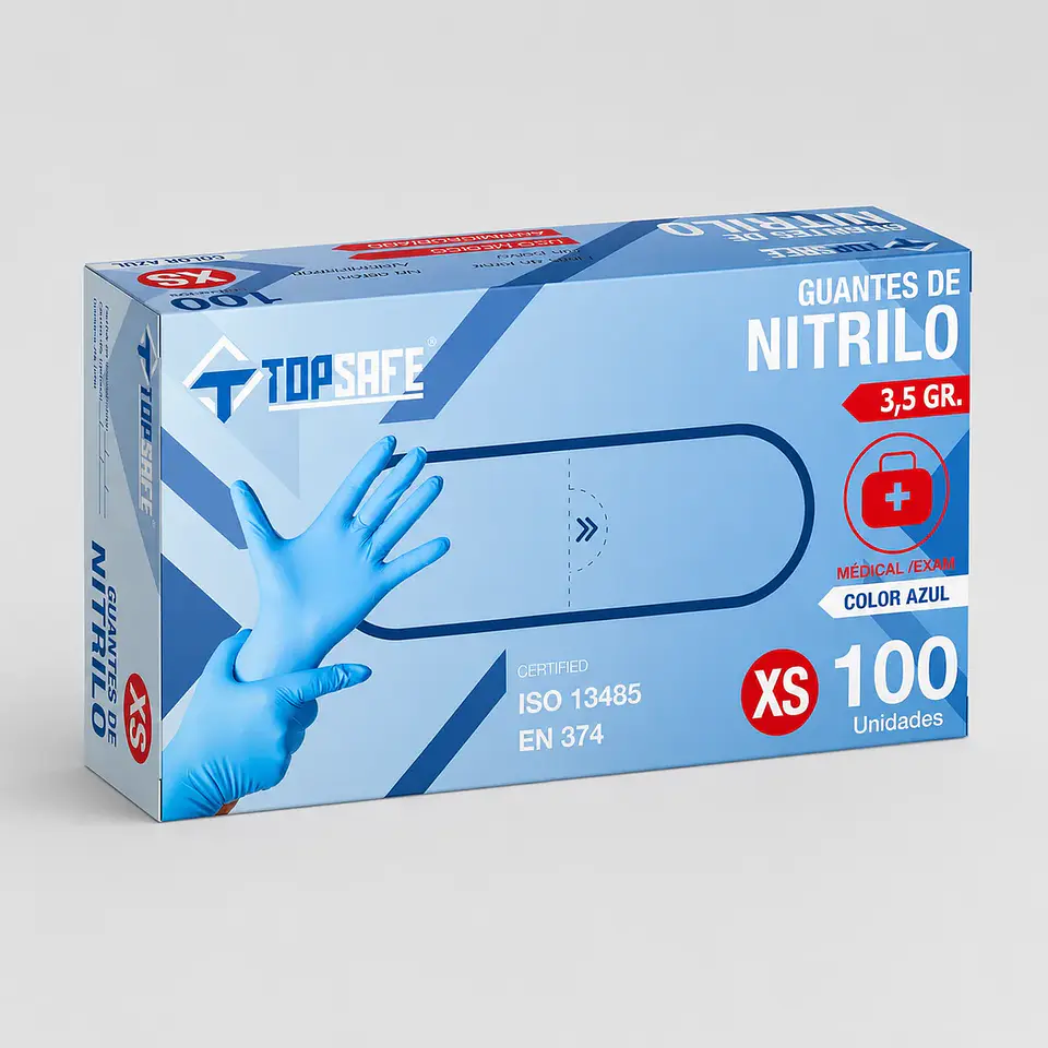 Guante de Nitrilo Celeste 3,5 g Caja 100 Unidades – Protección Desechable 2