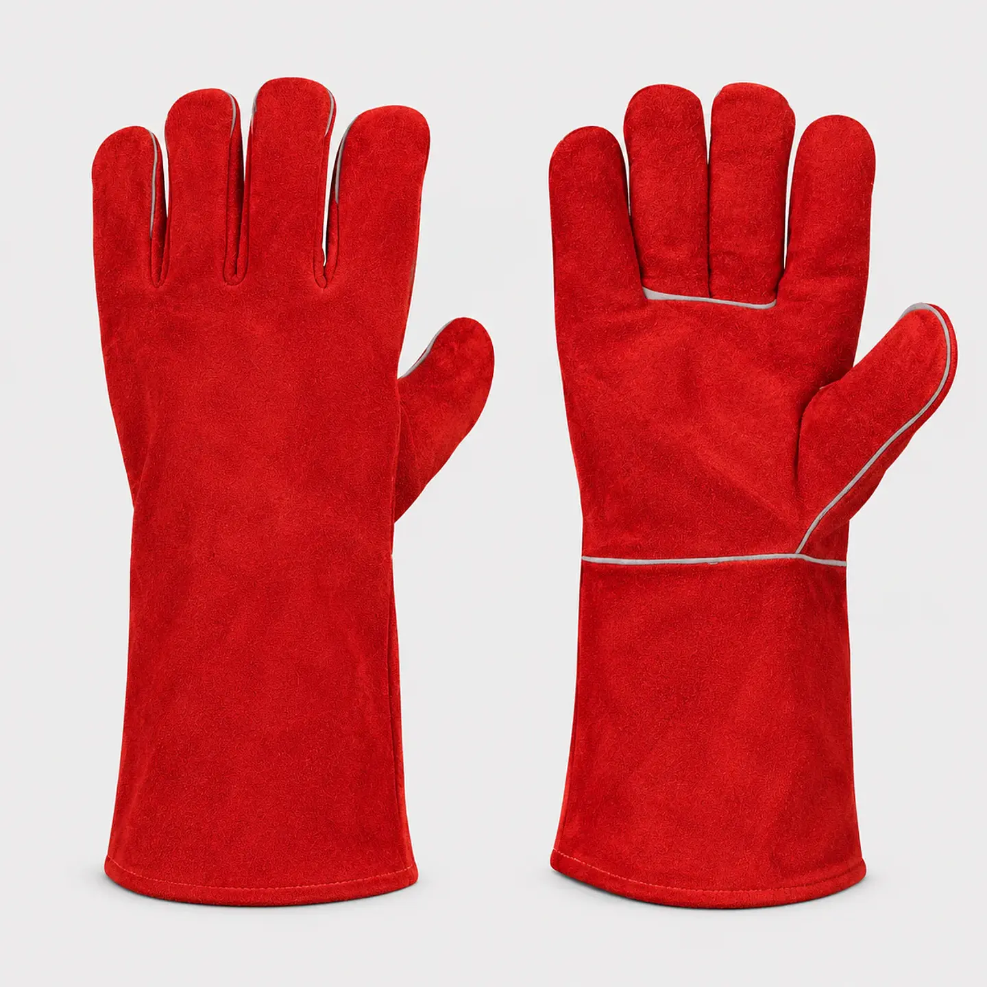 Guante Soldador Force Rojo L-300 Cuero Descarne – Puño Largo 13