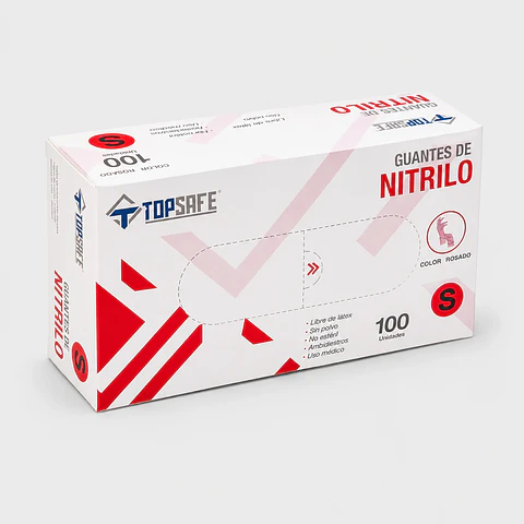 Guante de Nitrilo Rosado 3,5 g Caja 100 Unidades para Examinación