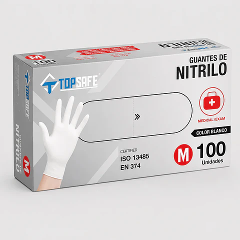 Guante de Nitrilo Blanco 3,0 g Caja 100 Unidades para Examinación