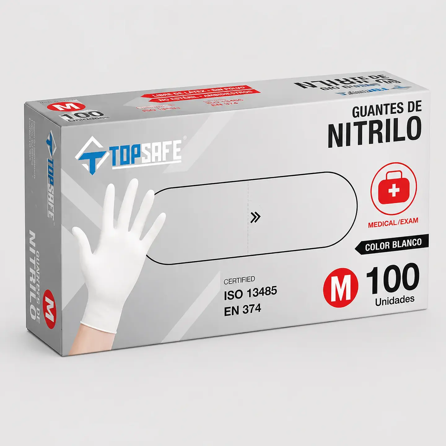 Guante de Nitrilo Blanco 3,0 g Caja 100 Unidades para Examinación 2