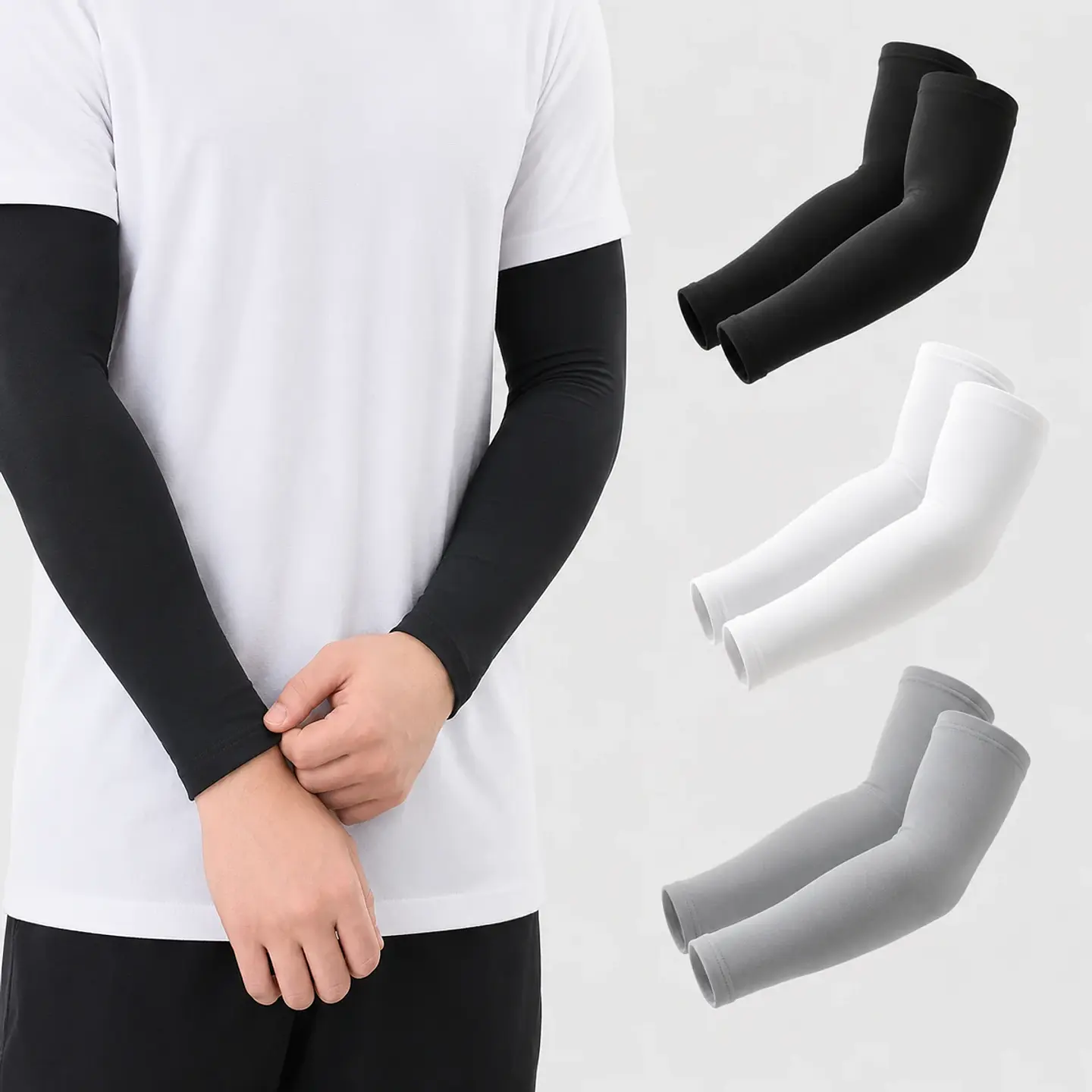 Pack 3 Mangas Protectoras UV para Brazos Negro Blanco Gris Talla Única 2