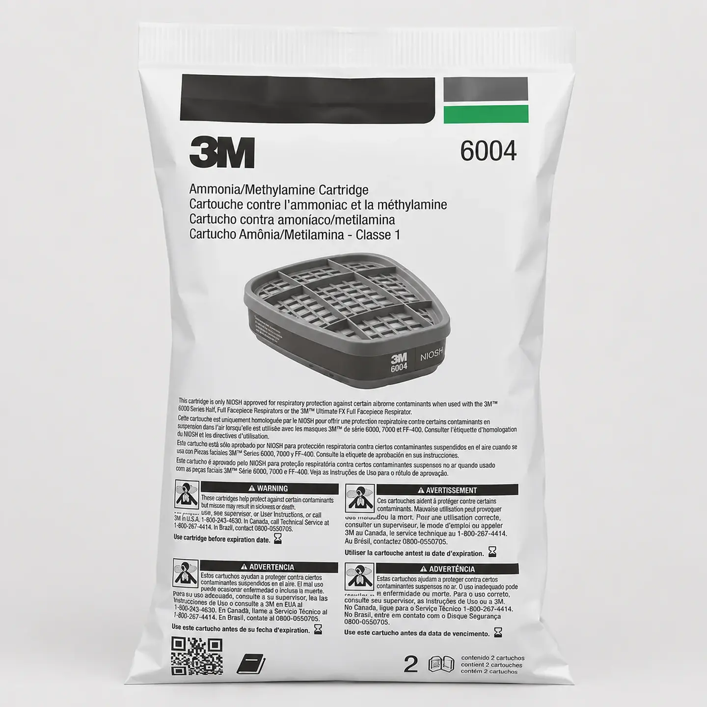 Filtro 3M 6004 para Amoniaco y Metilamina – Cartucho Respiratorio con Conexión Bayoneta 2