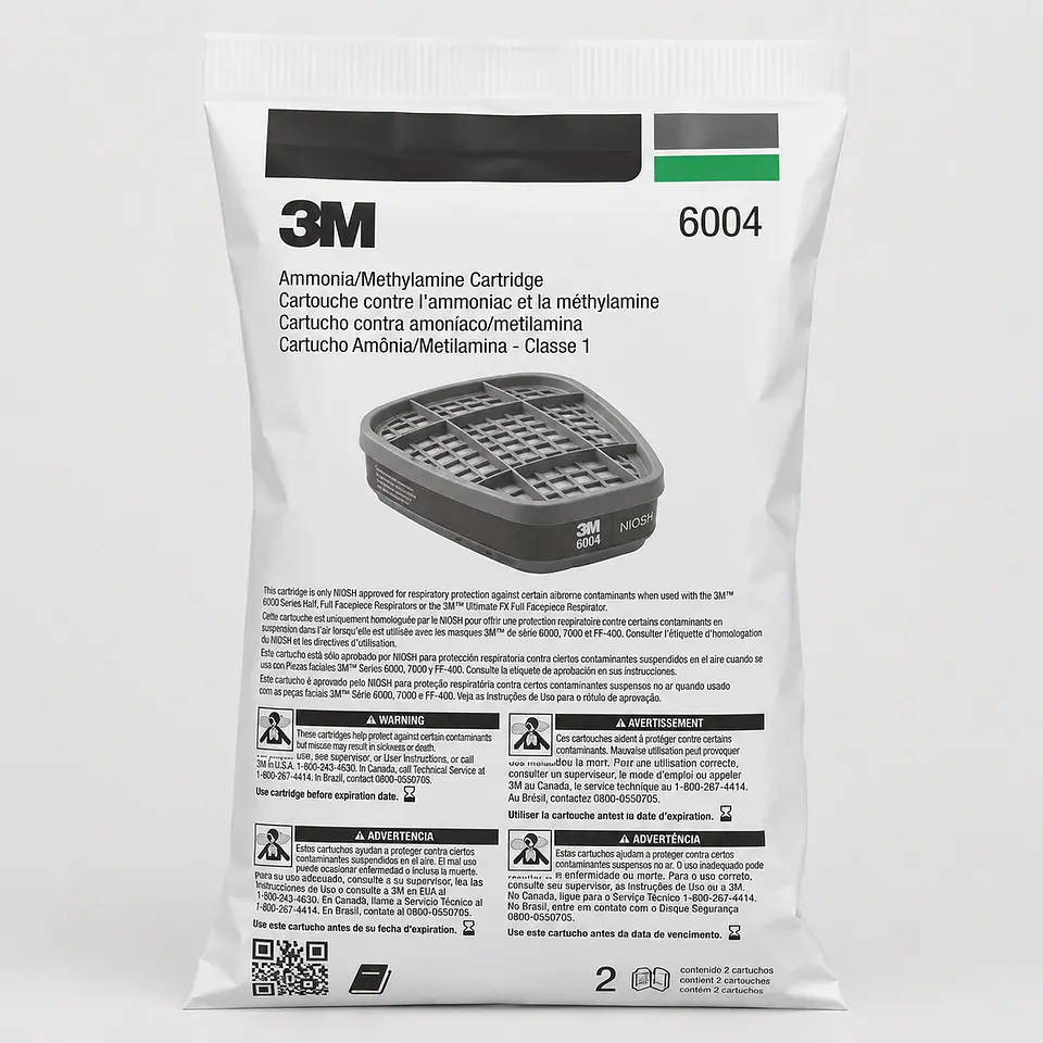 Filtro 3M 6004 para Amoniaco y Metilamina – Cartucho Respiratorio con Conexión Bayoneta 2