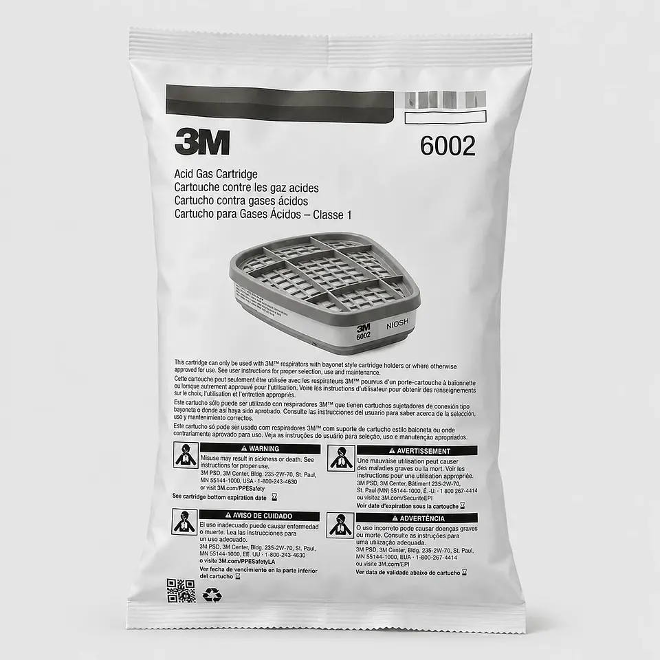 Filtro 3M 6002 para Gases Ácidos – Cartucho Respiratorio con Conexión Bayoneta 2