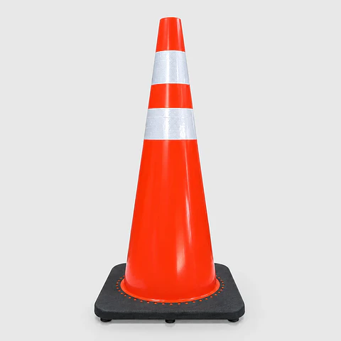 Cono de Señalización Reflectante 36” Base Pesada PVC (Doble Cinta)