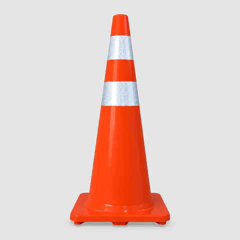 Cono de Señalización Vial 36” (90 cm) PVC Flexible – Base Liviana, Doble Cinta Reflectante 2”