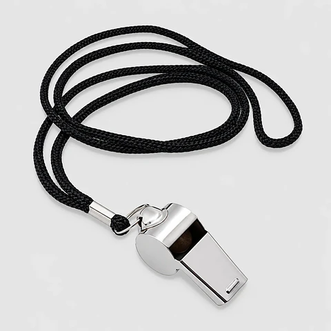 Silbato Metálico de Acero Inoxidable con Cordón – Resistente y No Corrosivo