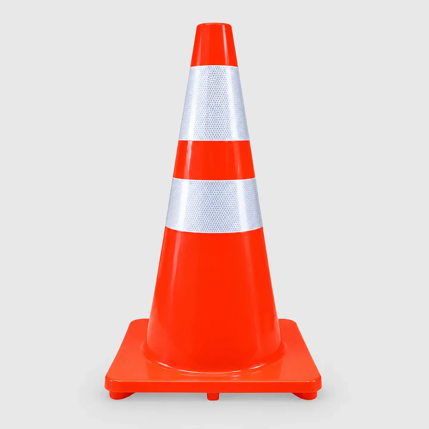 Cono de Señalización Vial 28” (70 cm) PVC Flexible – Base Liviana, Doble Cinta Reflectante 4” 1