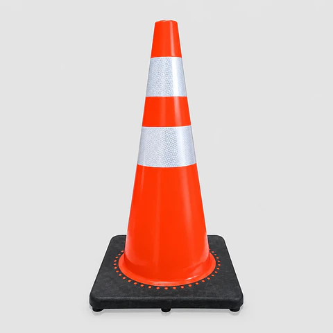 Cono de Señalización Reflectante 28” Base Pesada PVC (Doble Cinta)