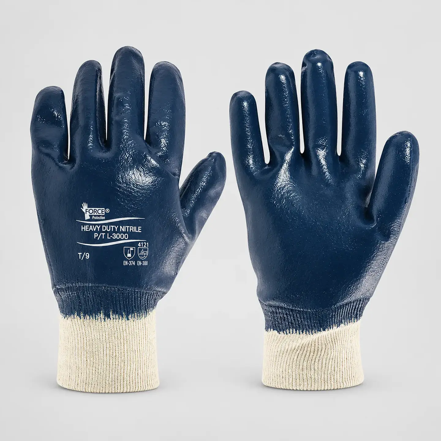 Guante Heavy Duty Nitrile L-3000 Force Nitrilo – Puño Tejido 1