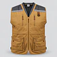 Chaleco Geólogo Quebec de Gabardina Hombre con Reflectante y Múltiples Bolsillos Camel - Miniatura 2