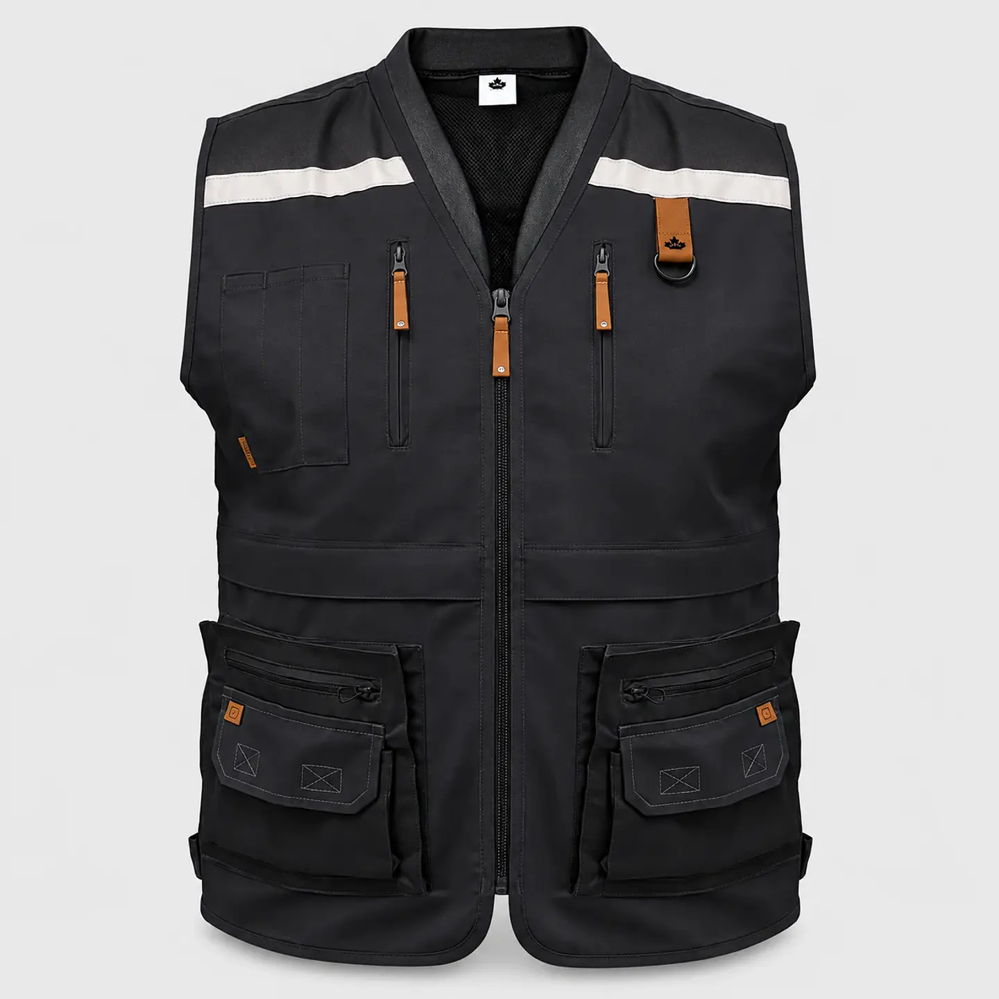Chaleco Geólogo Quebec de Gabardina Hombre con Reflectante y Múltiples Bolsillos Gris 2