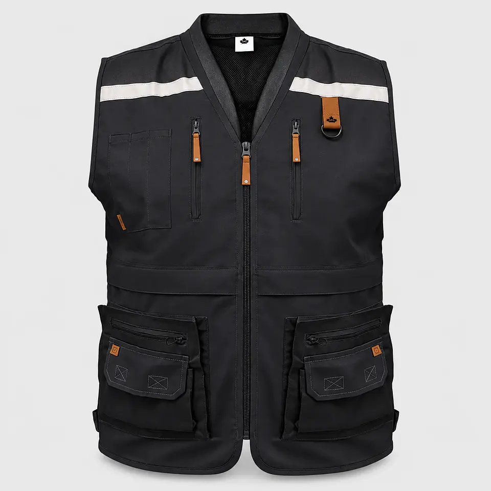 Chaleco Geólogo Quebec de Gabardina Hombre con Reflectante y Múltiples Bolsillos Gris 2