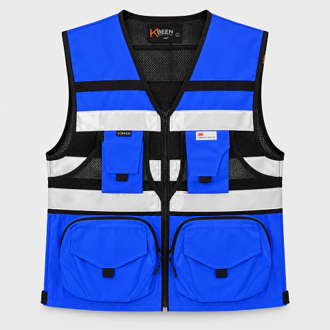 Chaleco Geólogo Orbit Plus Kbeen Azul con Reflectantes 3M