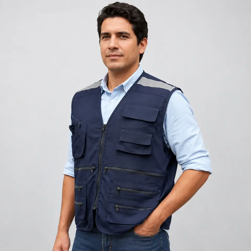 Chaleco Geólogo Poplin Búfalo con Cintas Reflectantes 1