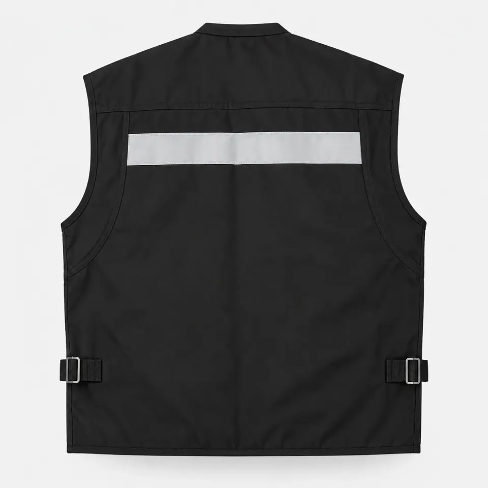 Chaleco Geólogo de Poplin Negro con Cinta Reflectante 3