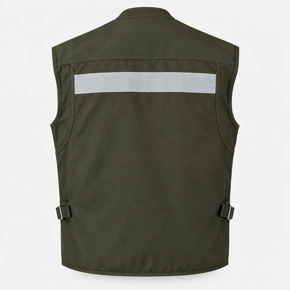 Chaleco Geólogo de Poplin Verde con Cinta Reflectante 3