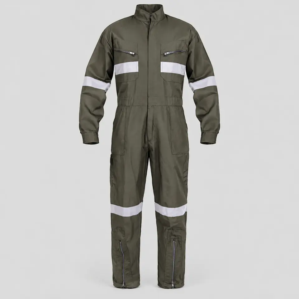 Overol Piloto de Trabajo Poplin Verde con Reflectantes 2